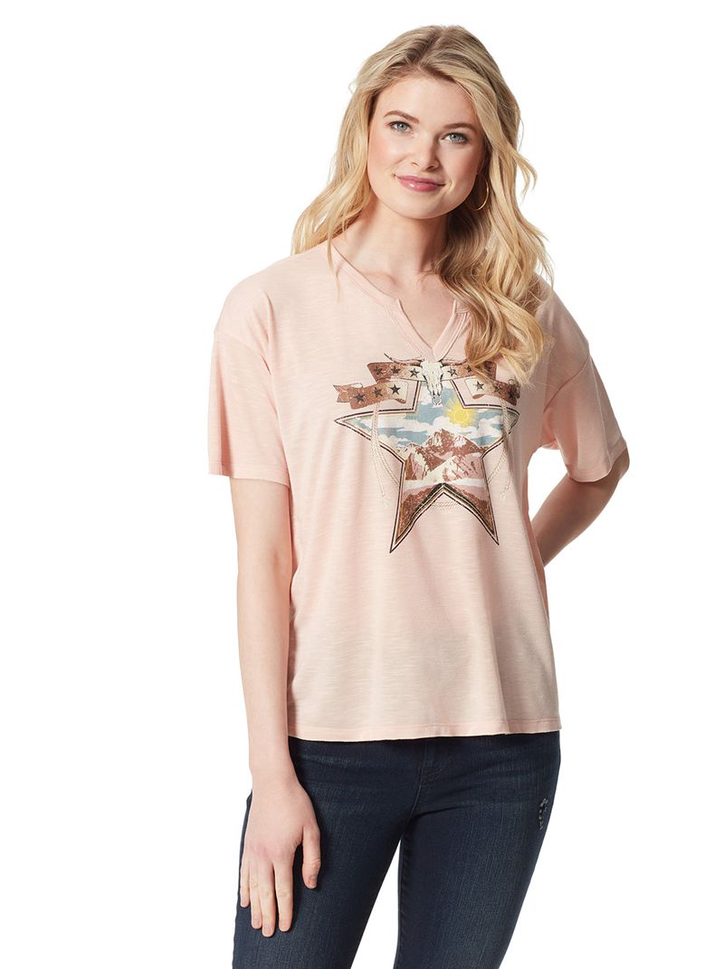 Women's Jessica Simpson Aitana T Shirts Rose | SUVRH-3061