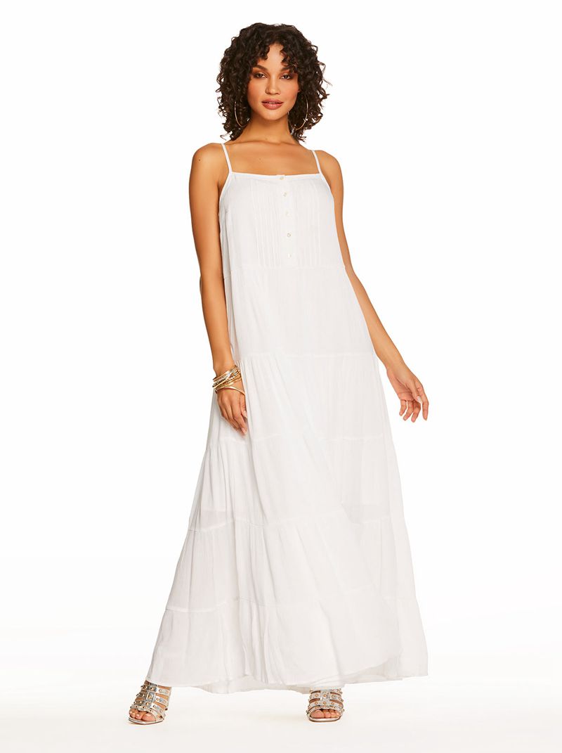 Women's Jessica Simpson Alanis Tier Dress White | ELGCT-2046