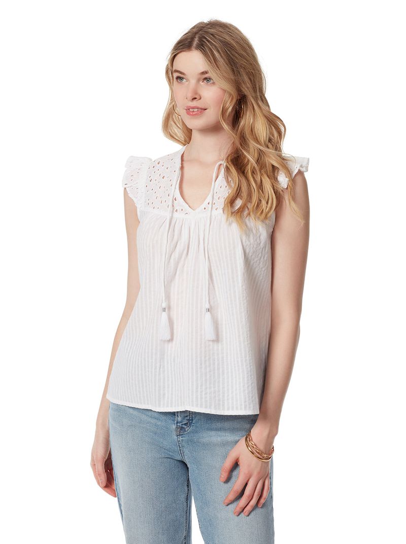 Women's Jessica Simpson Alisha Tops White | MIDOX-6120