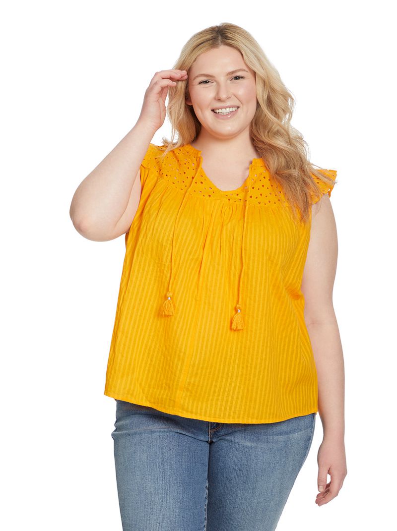 Women's Jessica Simpson Alisha Tops Yellow | CKSAF-7839