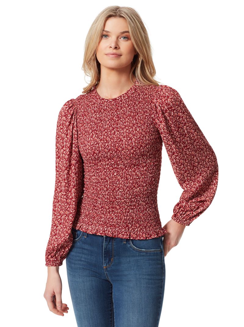 Women's Jessica Simpson Aniya Blouse Tops Burgundy | VYXUQ-8495