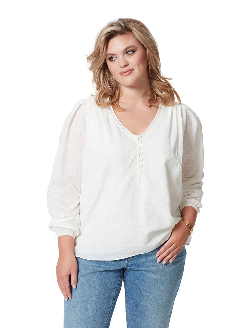 Women's Jessica Simpson Ariel Blouse Tops White | DSTOQ-6528