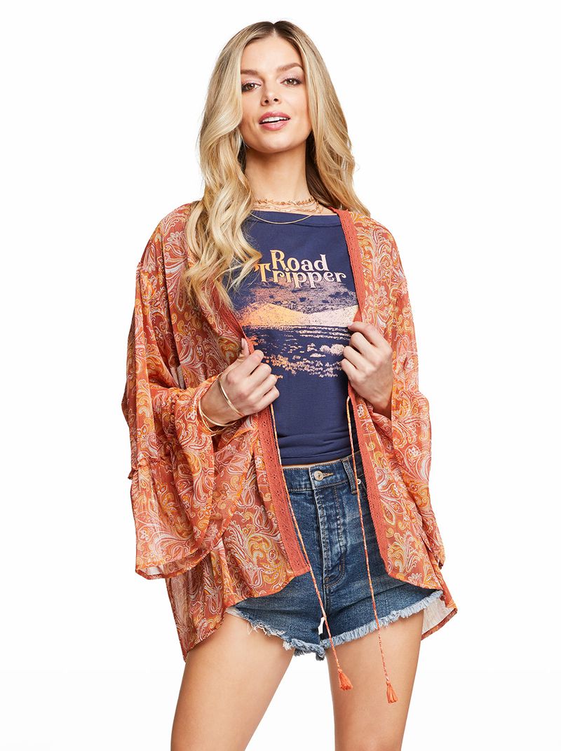 Women's Jessica Simpson B Tops Orange | KZILF-3450