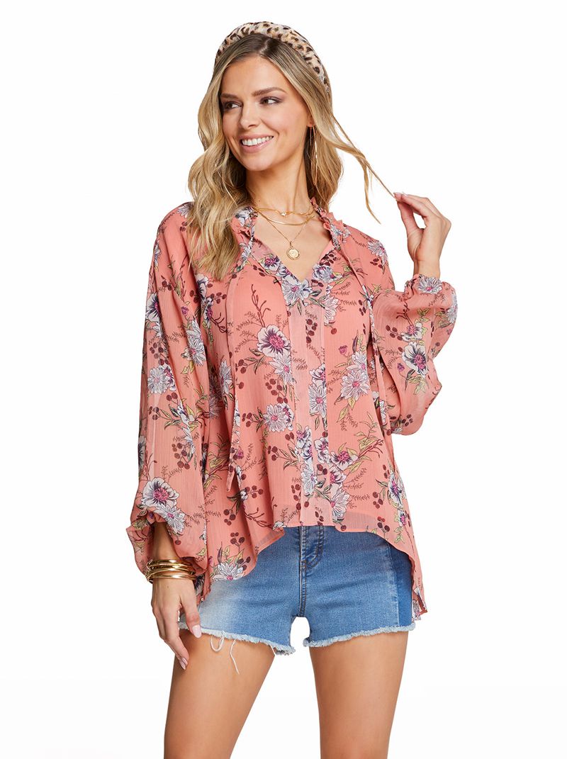 Women's Jessica Simpson Celeste Tops Brown | ZWROA-0472