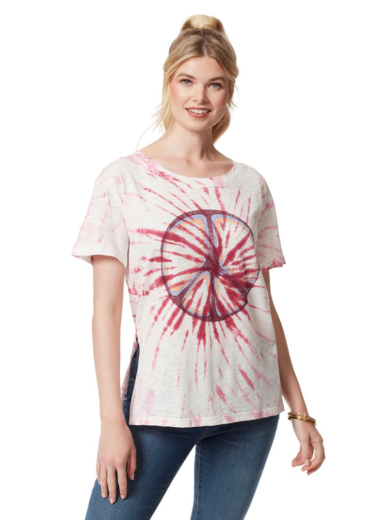 Women's Jessica Simpson Chelsea Graphic Tops White / Red | HKZEX-9752