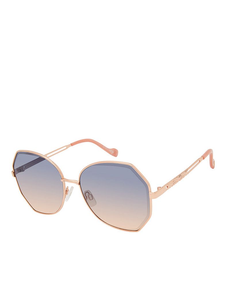 Women's Jessica Simpson Chic Metal Geometric Sunglasses Rose Gold Rose | ZBVRP-7491