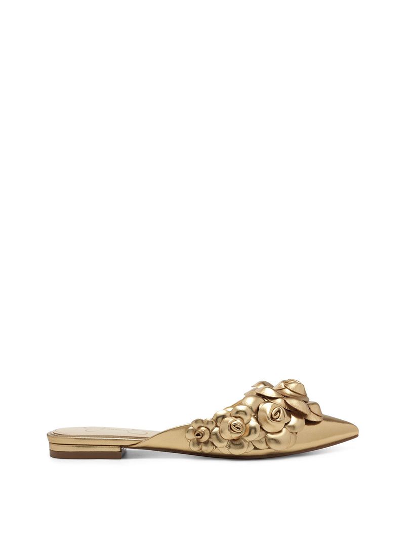 Women's Jessica Simpson Cymia Slides Light Gold | TCXPR-0519