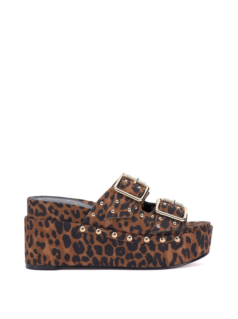 Women's Jessica Simpson Cyriss Platform Shoes Beige Leopard | YOTUC-7415