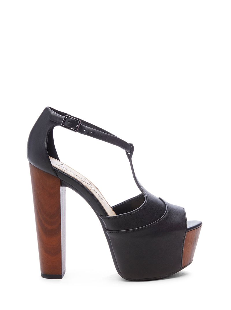 Women's Jessica Simpson Dany T-Strap Platform Shoes Black | MAROW-9357