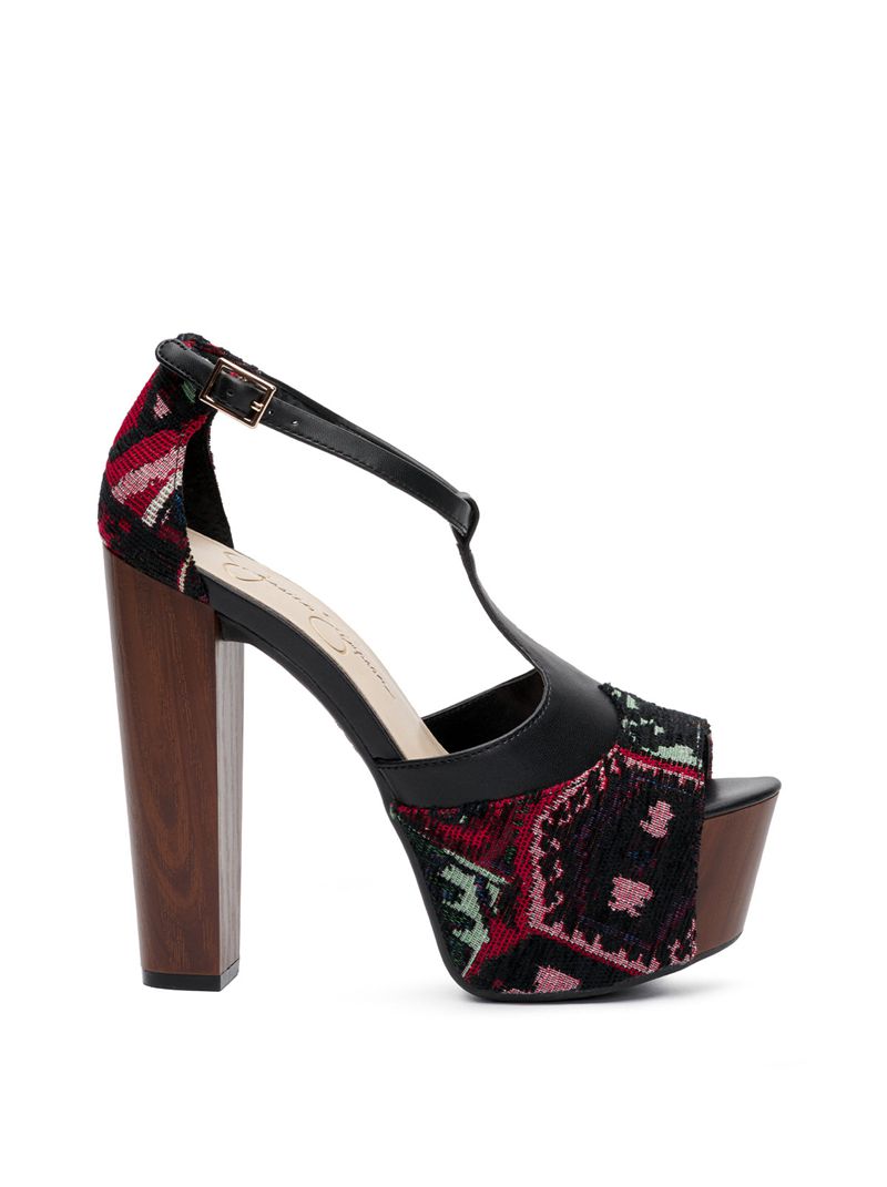 Women's Jessica Simpson Dany T-Strap Platform Shoes Red Multicolor | OQMCY-1037