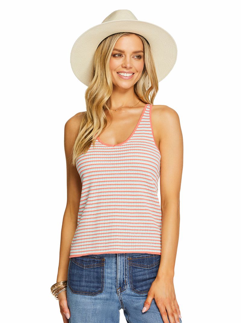 Women's Jessica Simpson Edith T Shirts Blue Light Stripes | TOUVA-9740