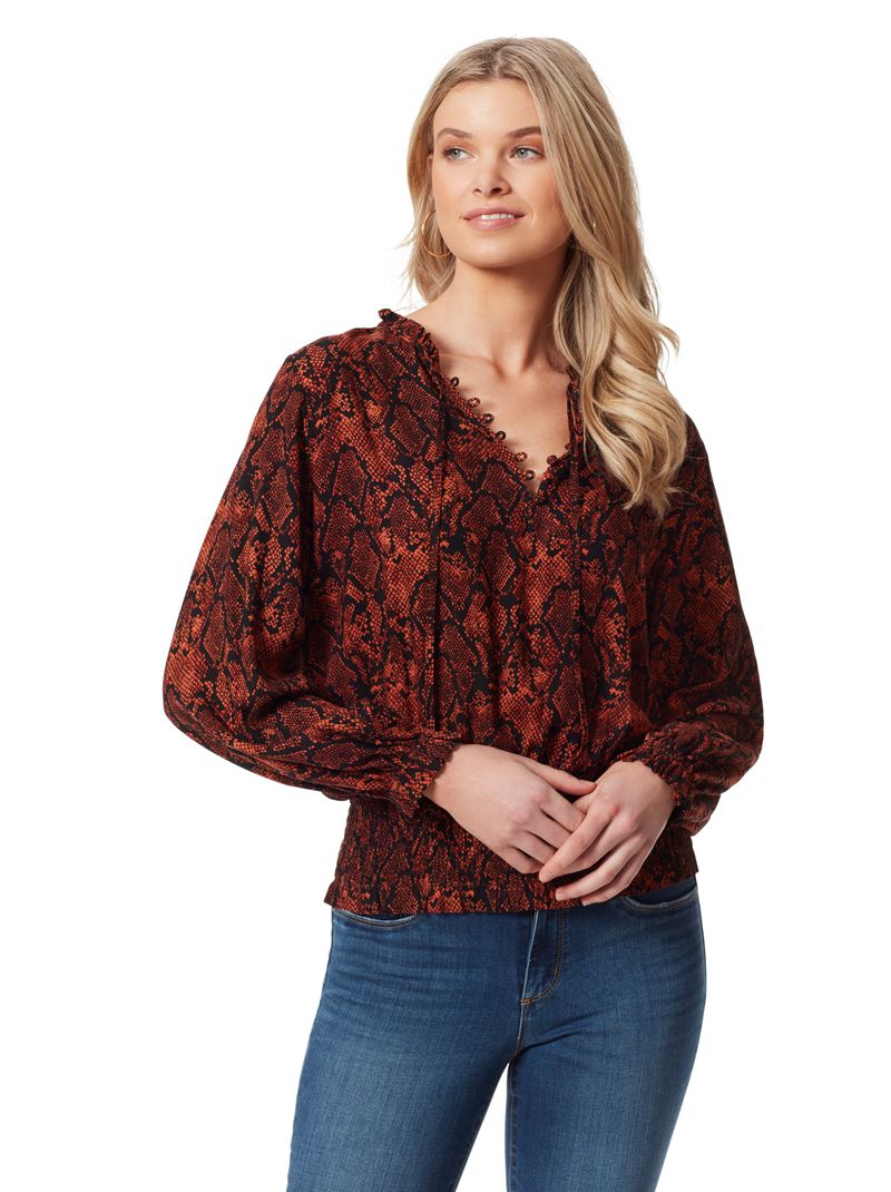 Women's Jessica Simpson Emery Blouse Tops Snake | RCGIU-3925