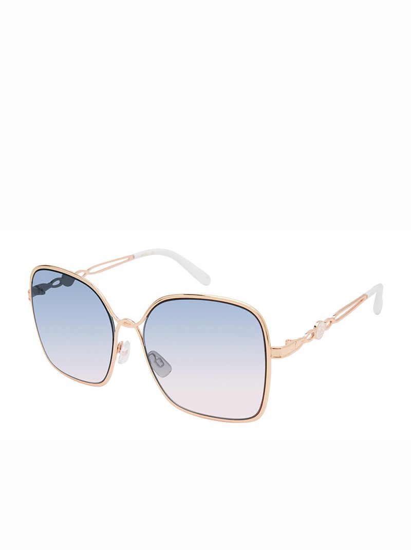 Women's Jessica Simpson Fashionable Metal Square Sunglasses White | NDXTW-5928