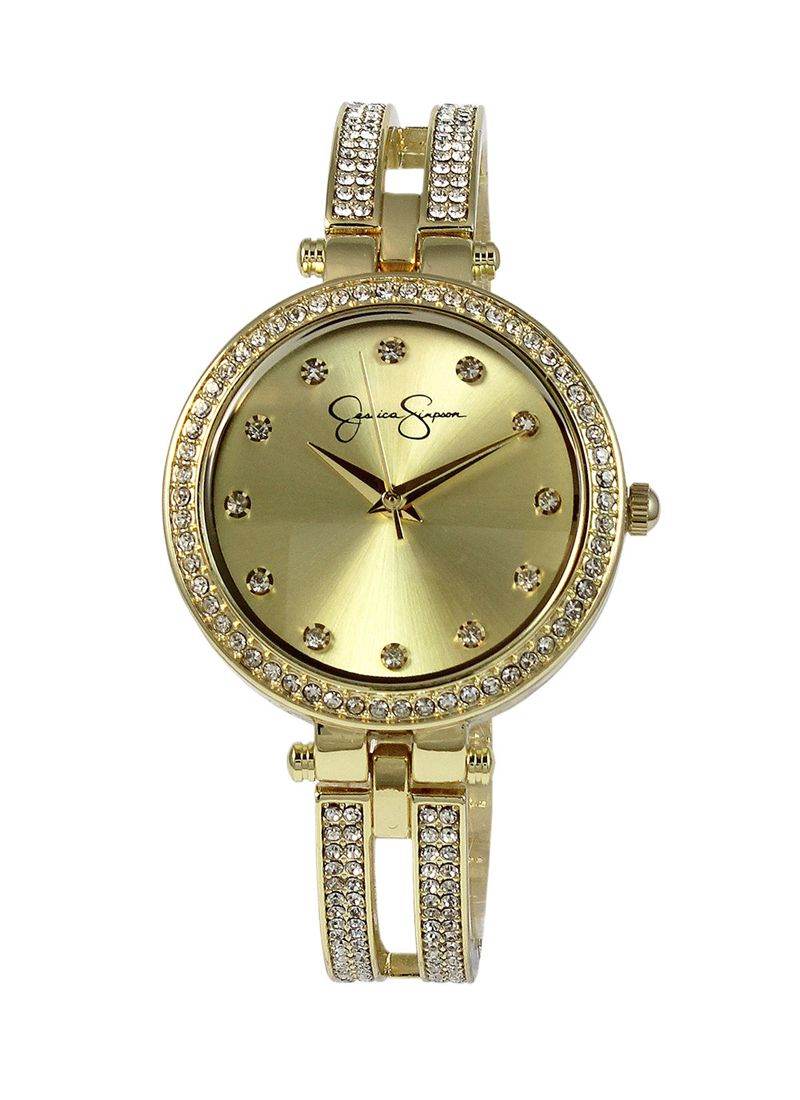 Women's Jessica Simpson Gold Tone Crystal Double Arm Bangle Watches Gold | SLYZJ-3261