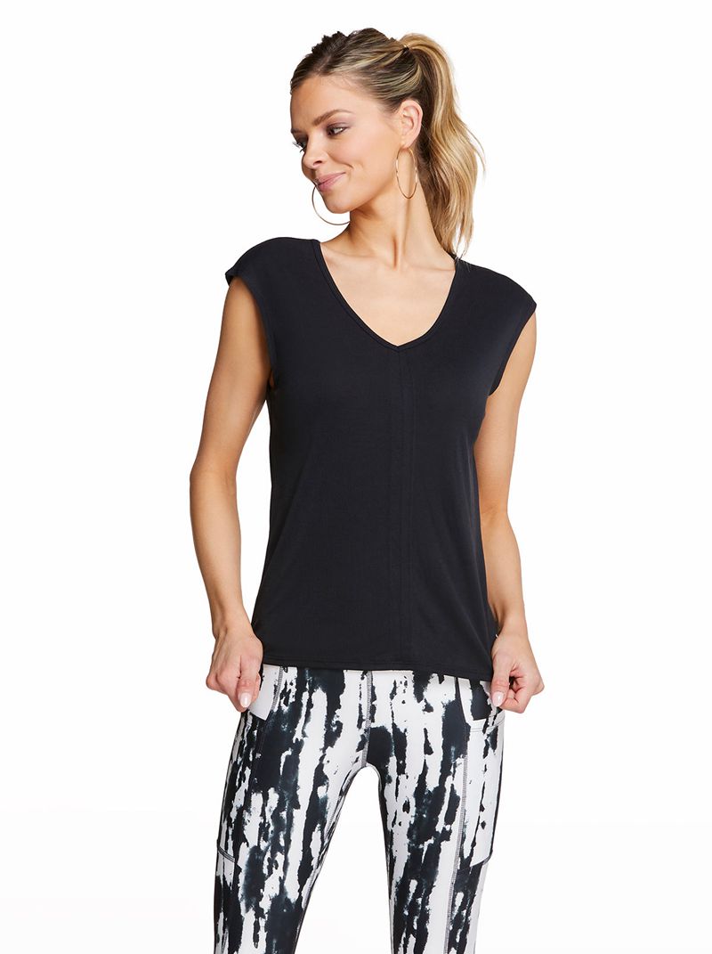 Women's Jessica Simpson Hattie Tops Black | YOAFM-4876