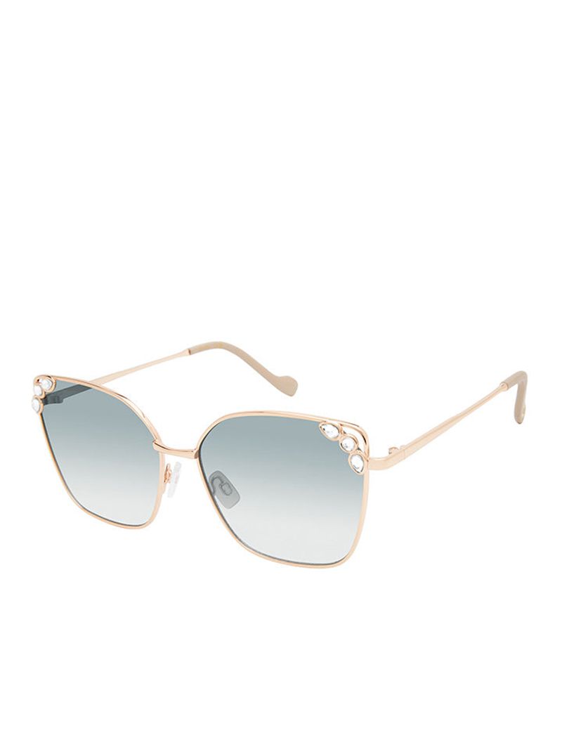 Women's Jessica Simpson Jeweled Metal Cat-Eye Sunglasses Gold Beige | KUMSI-0847