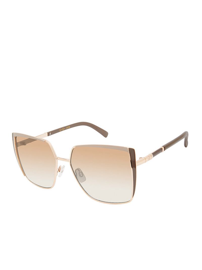 Women's Jessica Simpson Metal Geometric Cat-Eye Sunglasses Gold Beige | NGDPH-9206