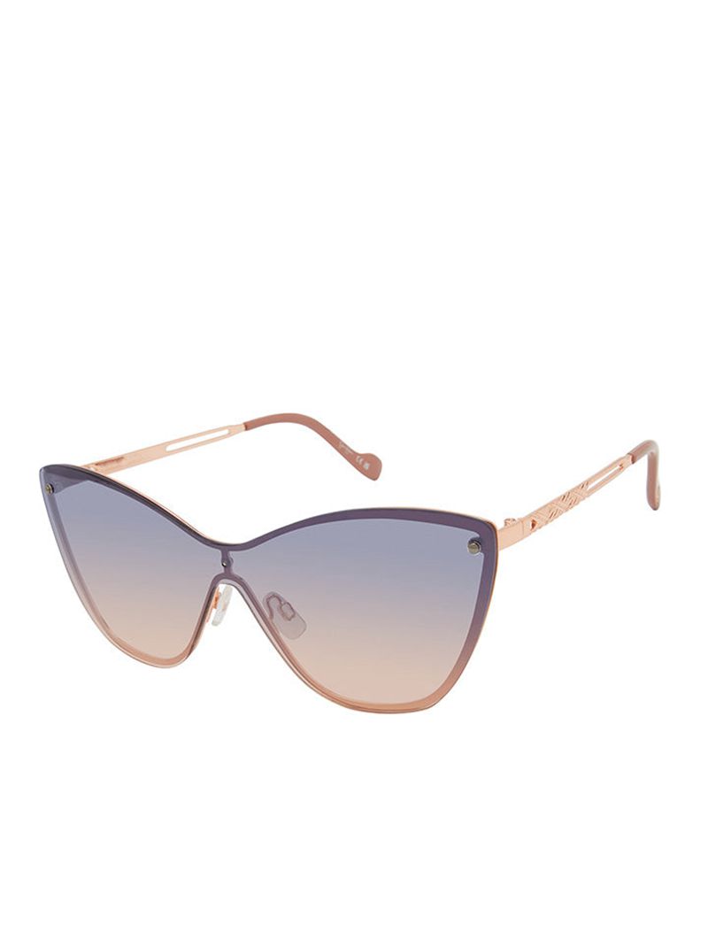 Women's Jessica Simpson Metal Shield Cat-Eye Sunglasses Rose Gold Rose | RTALM-5103