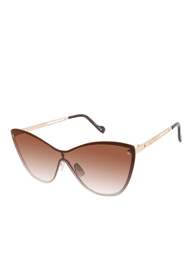 Women's Jessica Simpson Metal Shield Cat-Eye Sunglasses Gold | ZYQIW-1759