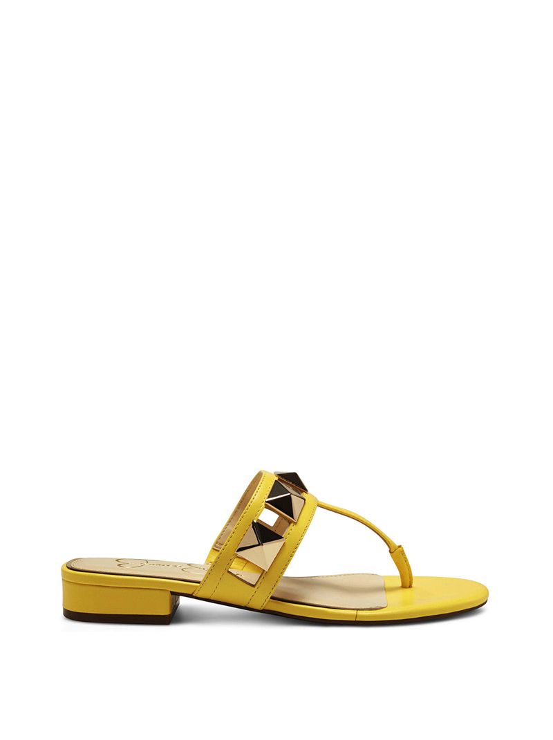 Women's Jessica Simpson Movena Thong Slides Yellow | DZYMH-2407