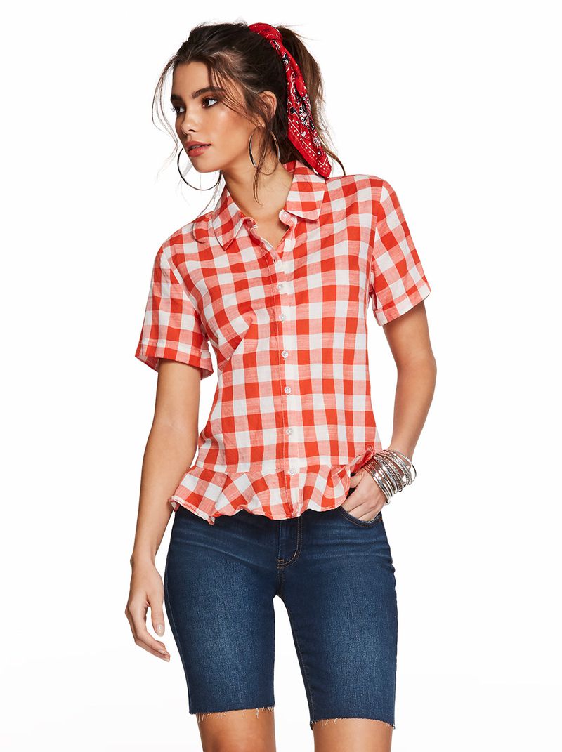 Women's Jessica Simpson Nellie Tops White / Orange | JRWQB-5432