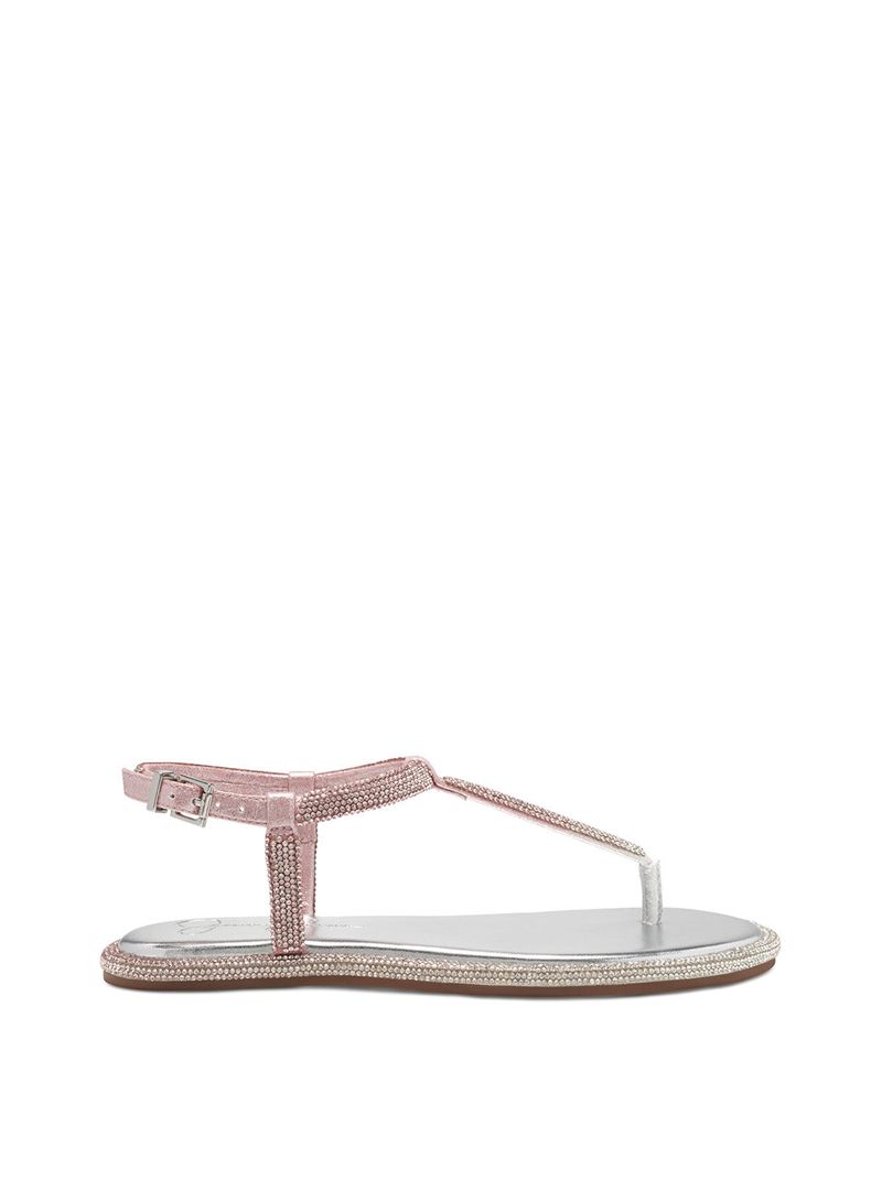 Women's Jessica Simpson Oliara T-Strap Slides Silver | BICOV-9534