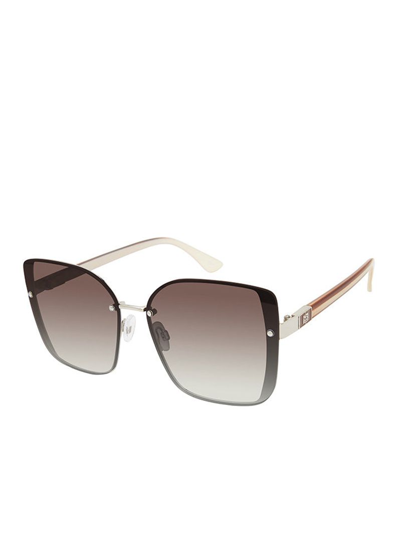 Women's Jessica Simpson Oversized Metal Square with Enamel Sunglasses Silver Brown | HZCAQ-9680