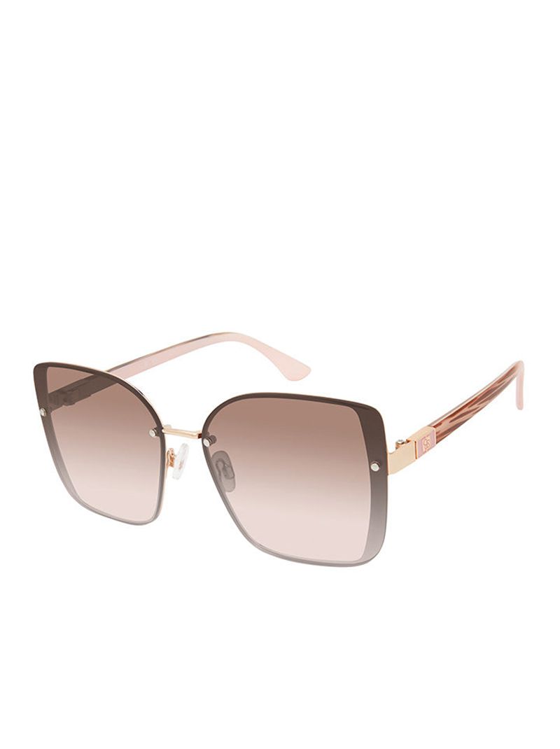 Women's Jessica Simpson Oversized Metal Square with Enamel Sunglasses Rose Gold Rose | ITEPY-7893