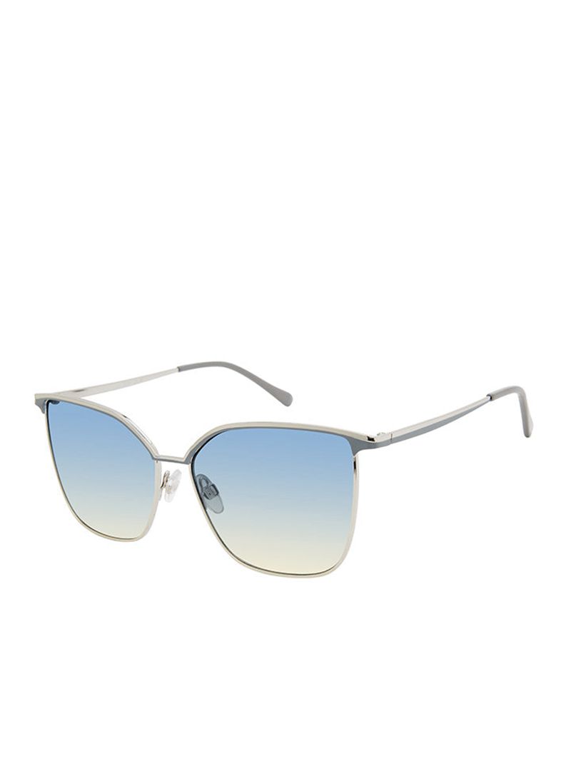 Women's Jessica Simpson Oversized Metal Cat-Eye Sunglasses Silver Grey | KVEIU-2584