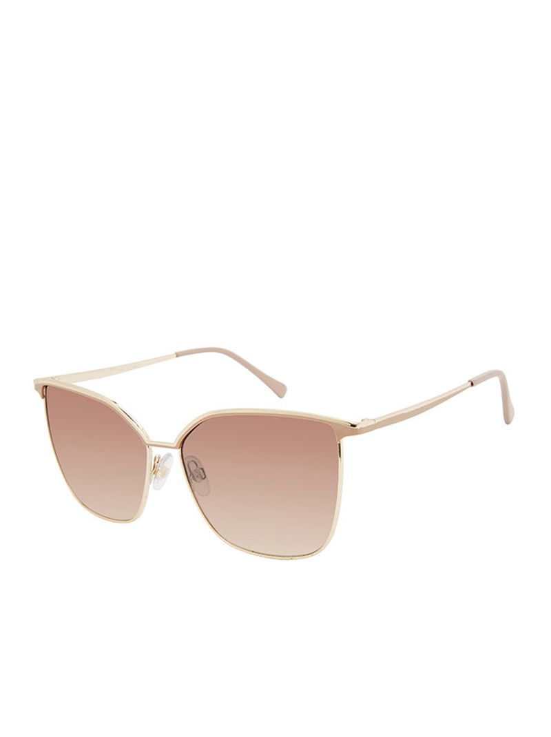 Women's Jessica Simpson Oversized Metal Cat-Eye Sunglasses Gold Beige | LUPFN-7193