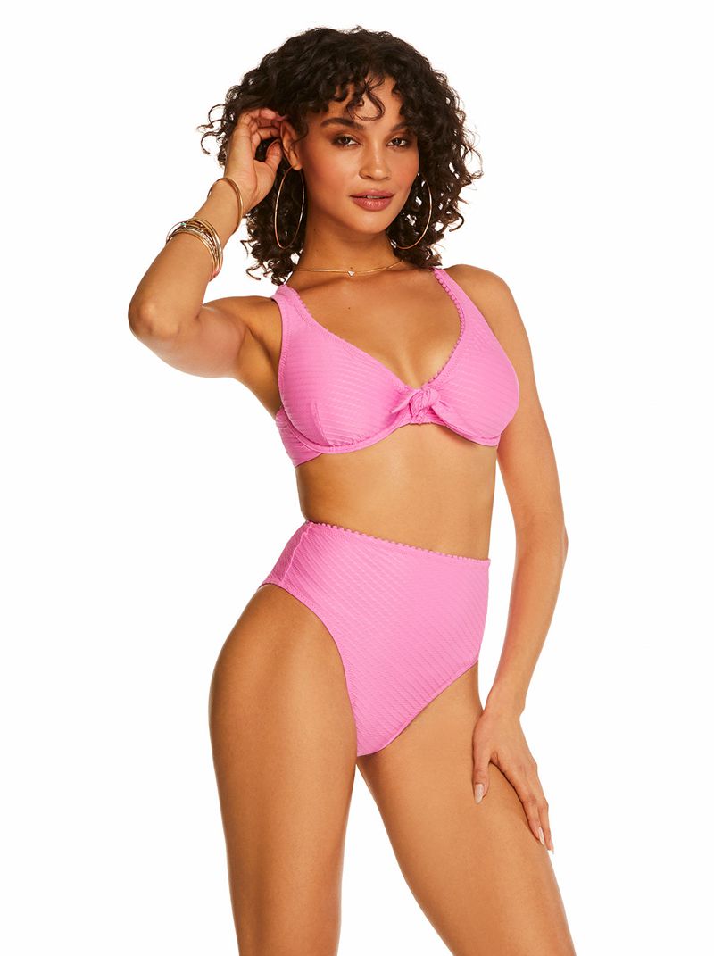 Women's Jessica Simpson Pretty Bikini Tops Pink | LFPNY-2907