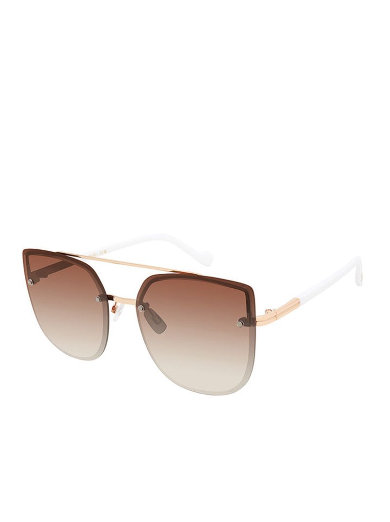 Women's Jessica Simpson Rounded Brow Bar Sunglasses Gold White | ACSLT-2165