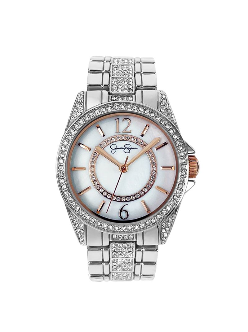 Women's Jessica Simpson Silver Tone Crystal Bracelet Watches Silver | TXAGH-6709