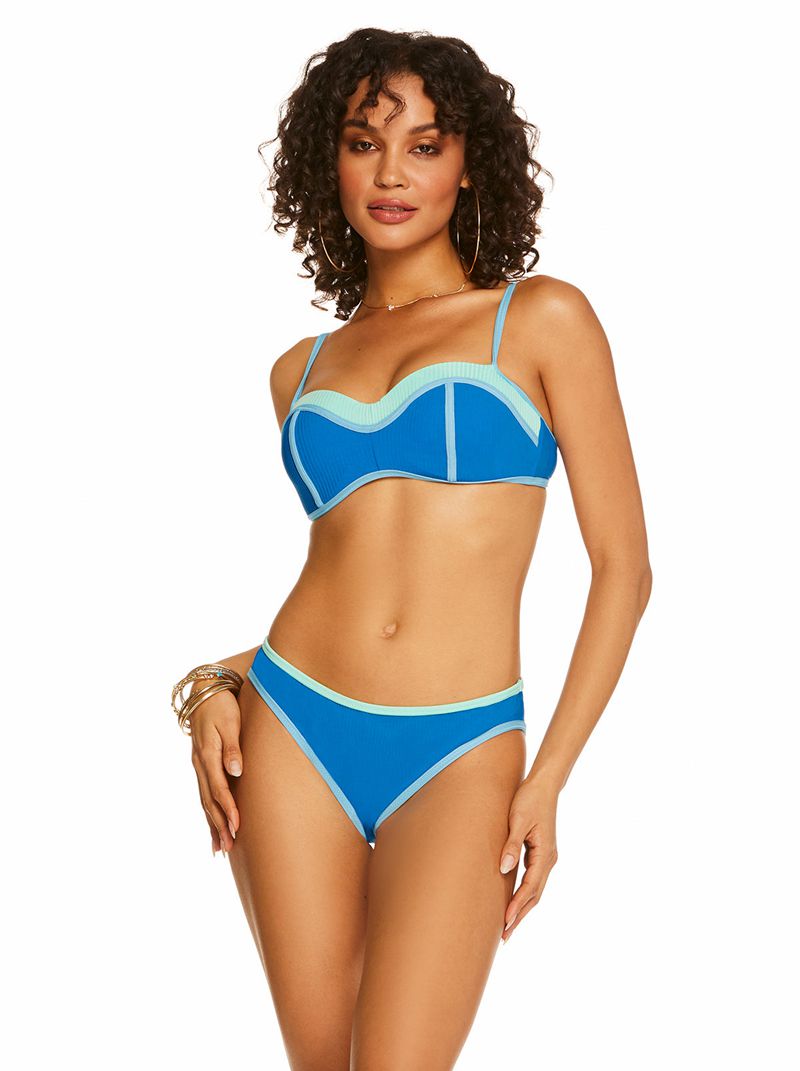 Women's Jessica Simpson South Of the Border Sweatheart Bikini Tops Blue | LXRMC-8165