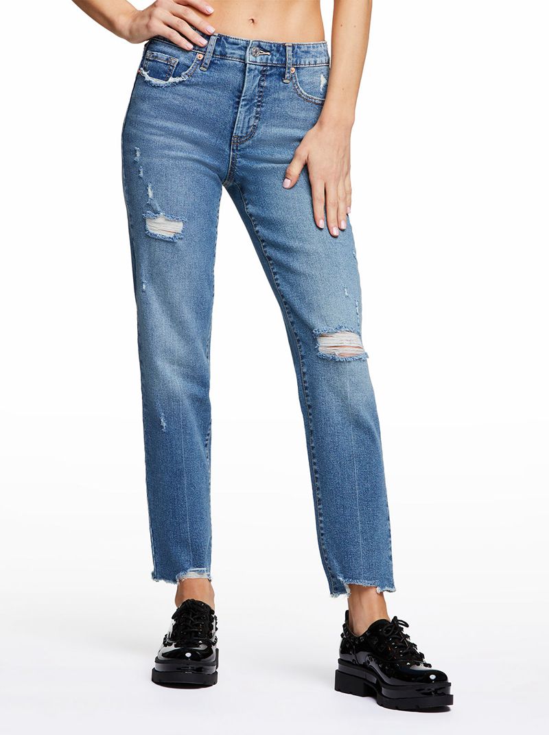 Women's Jessica Simpson Spotlight High Rise Straight Jeans Blue | WFRKN-3748