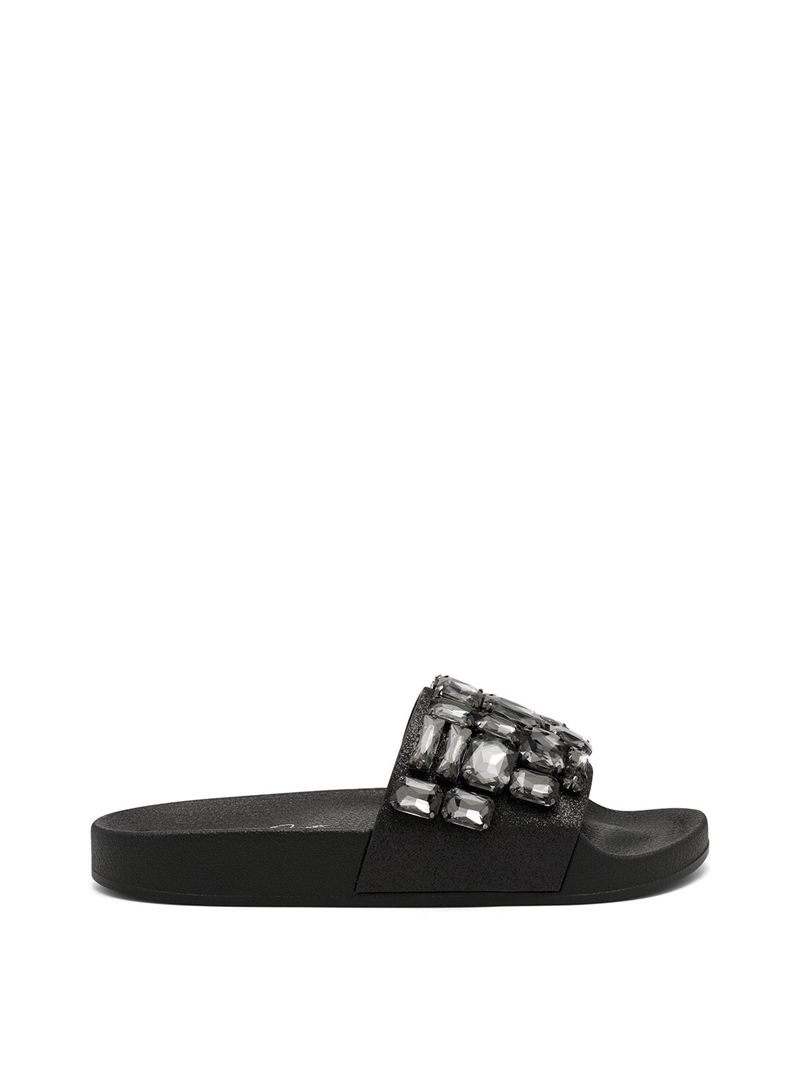 Women's Jessica Simpson Stazee Slides Black | IELTS-8170