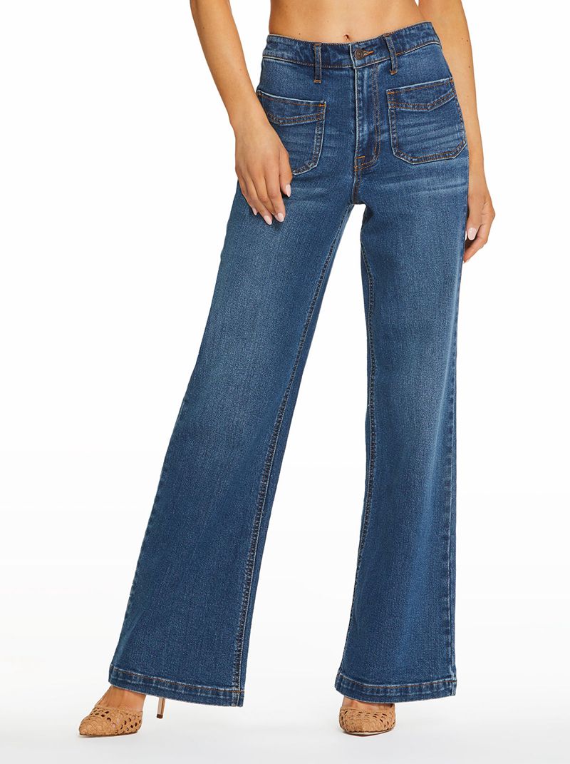 Women's Jessica Simpson Tease High Rise Wide Leg Bottoms Blue | KCLNI-9168