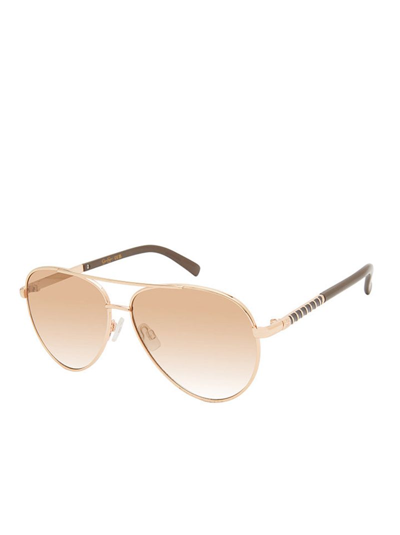 Women's Jessica Simpson Timeless Metal Aviator Sunglasses Gold Brown | QSVKW-5407