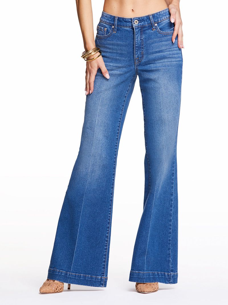 Women's Jessica Simpson True Love Wide Leg Bottoms Blue | DWXSO-8293