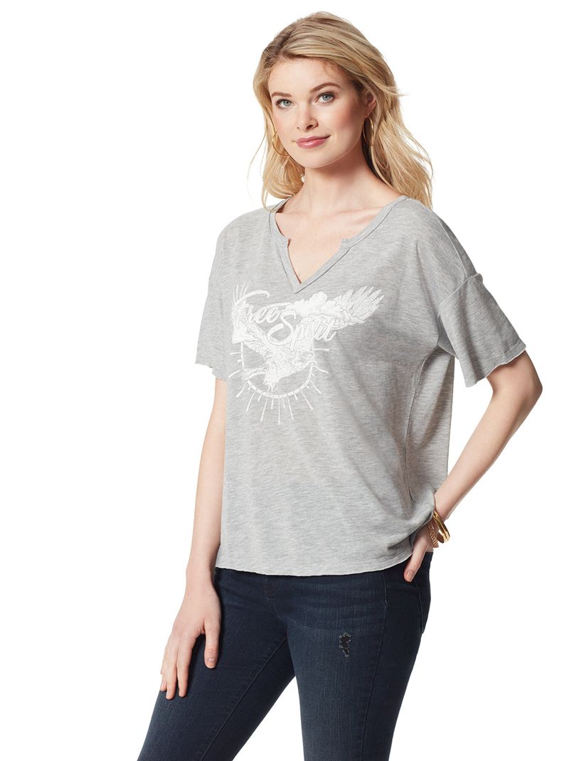 Women's Jessica Simpson Aitana T Shirts Light Grey | GAQZU-0324