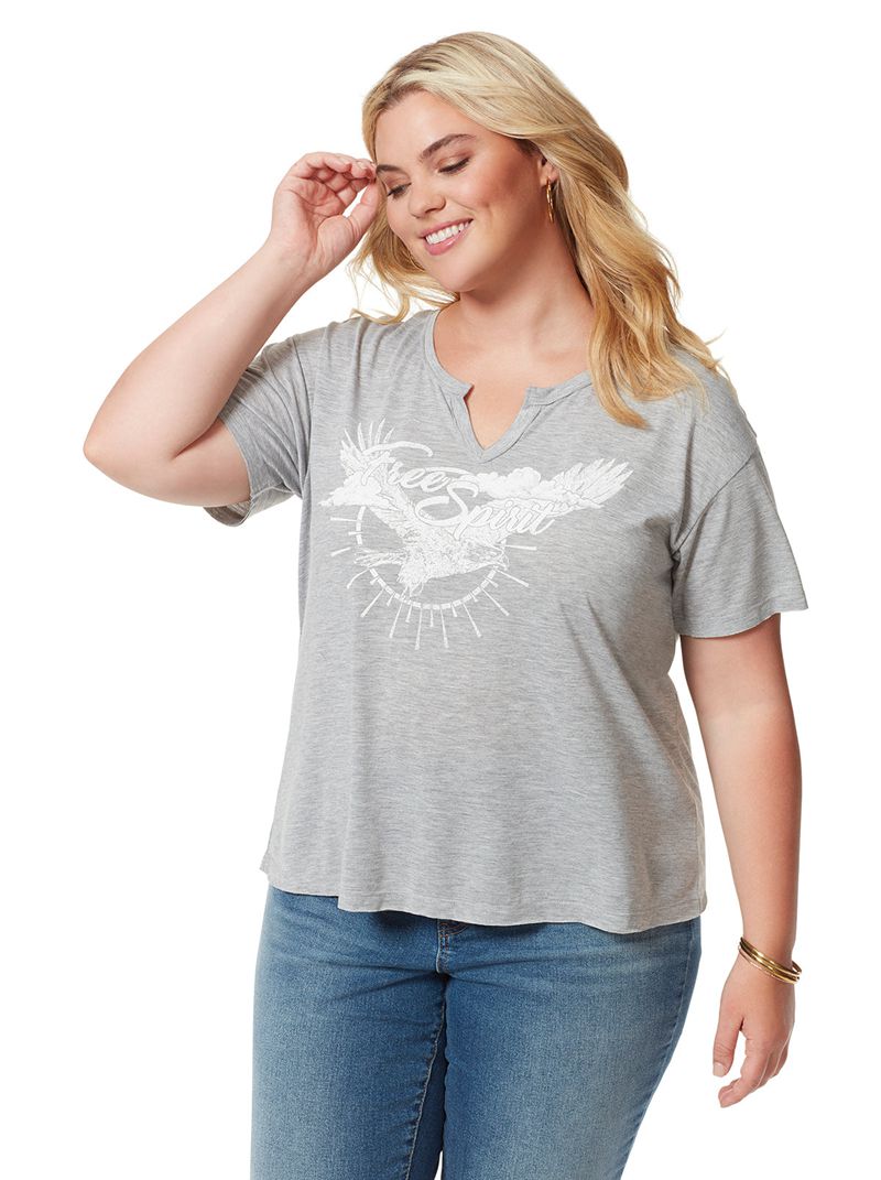 Women's Jessica Simpson Aitana T Shirts Light Grey | GAQZU-0324