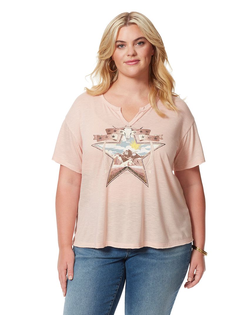 Women's Jessica Simpson Aitana T Shirts Rose | SUVRH-3061