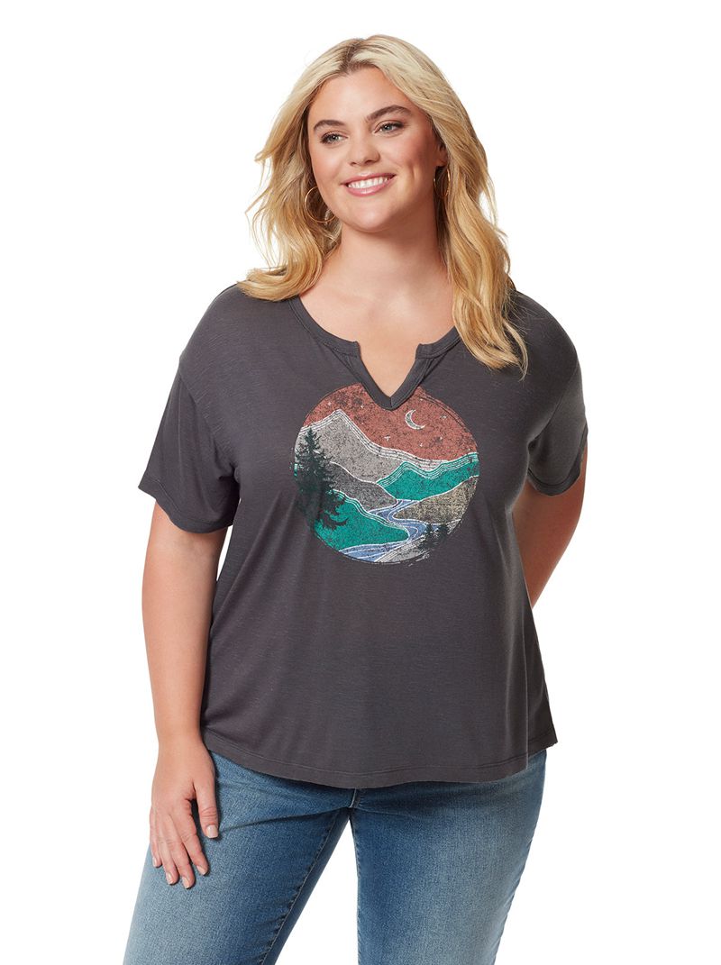 Women's Jessica Simpson Aitana Tops Grey | BCZJR-1392