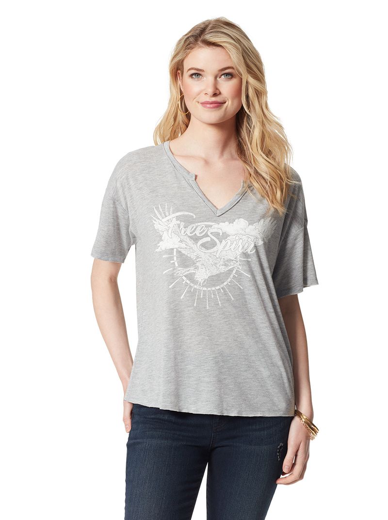 Women\'s Jessica Simpson Aitana Tops Light Grey | RTPXM-1234