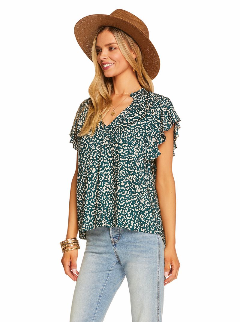 Women's Jessica Simpson Ala Tops Deep Turquoise | XQNSJ-0367