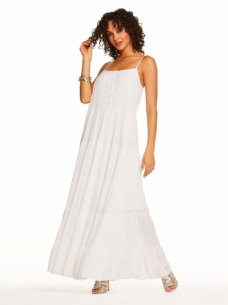 Women's Jessica Simpson Alanis Tier Dress White | ELGCT-2046