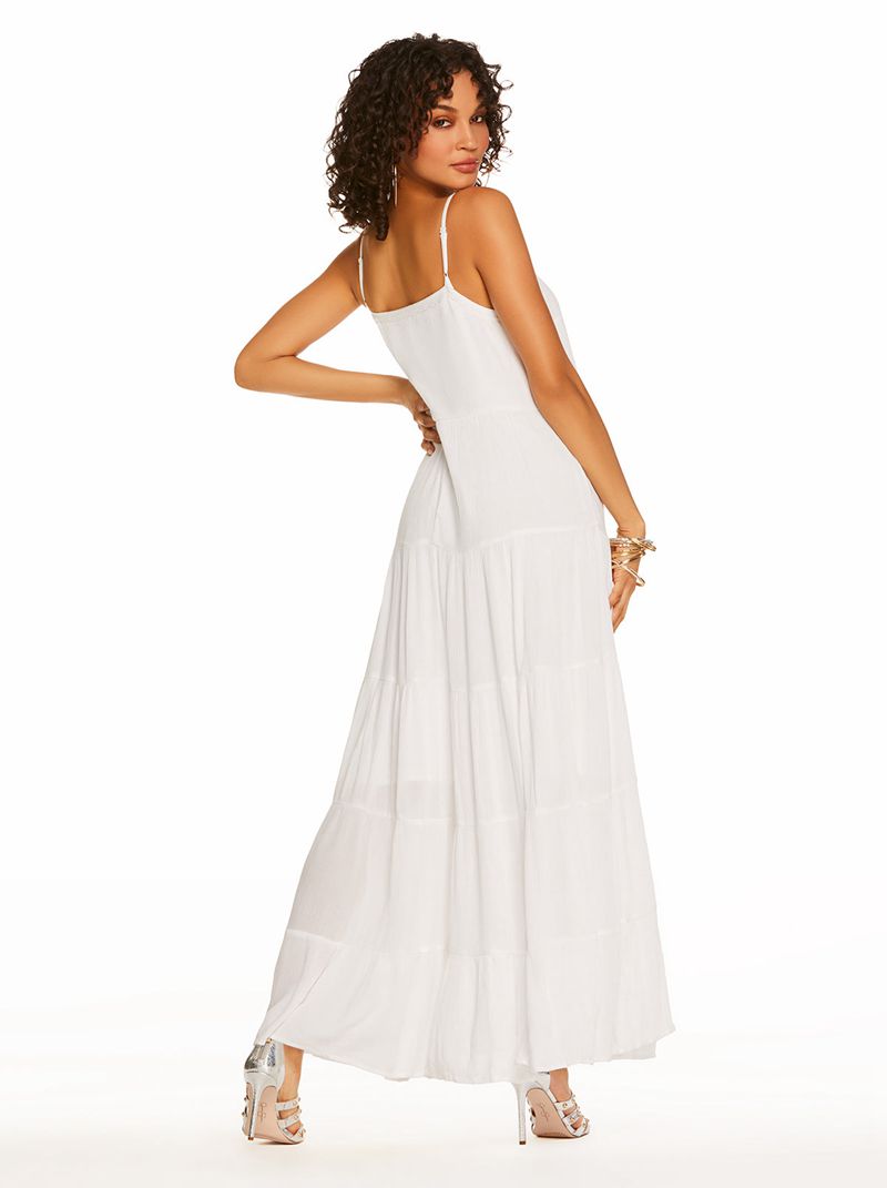 Women's Jessica Simpson Alanis Tier Dress White | ELGCT-2046