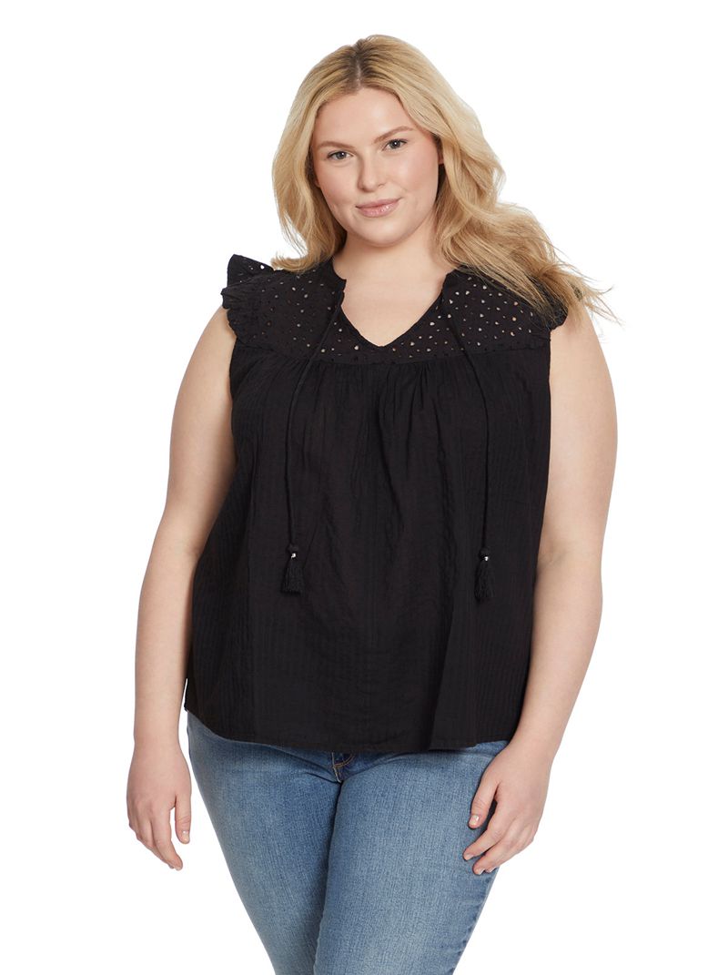 Women's Jessica Simpson Alisha Tops Black | UEGNP-3152