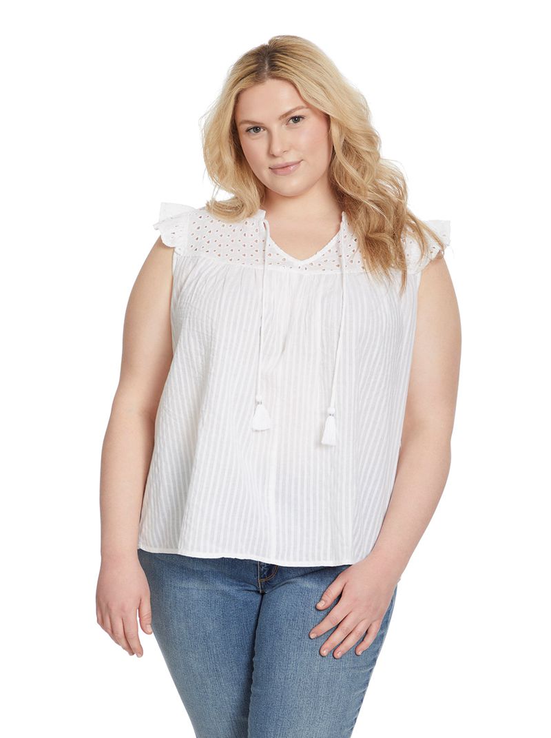 Women's Jessica Simpson Alisha Tops White | MIDOX-6120