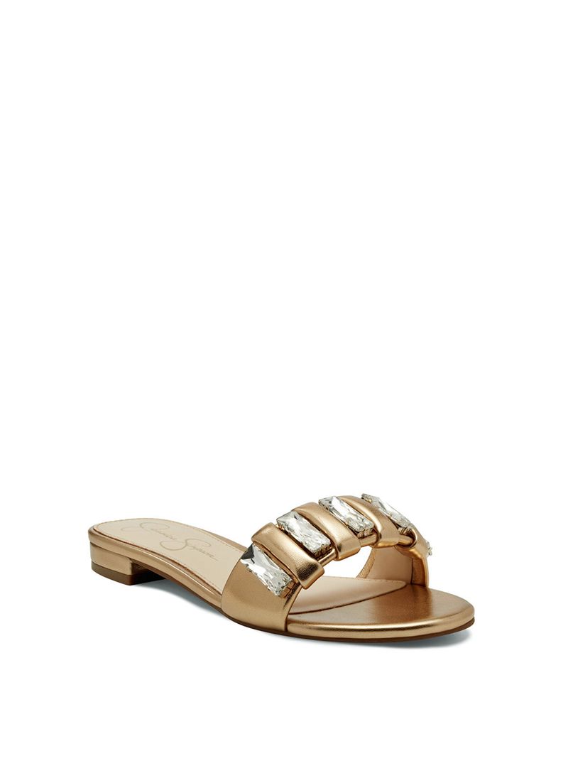 Women's Jessica Simpson Amille Flat Shoes Gold | ZICPK-7263